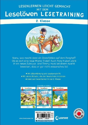 Buchcover und Innenansicht für das Buch: Leselöwen Lesetraining 2. Klasse - Ponygeschichten