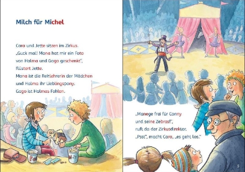 Buchcover und Innenansicht für das Buch: Leselöwen Lesetraining 2. Klasse - Ponygeschichten