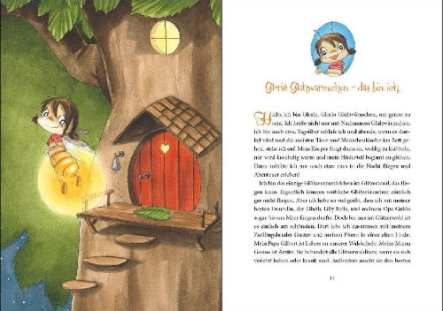 Buchcover und Innenansicht für das Buch: Gloria Glühwürmchen (Band 5) - Vorlesegeschichten für funkelnde Träume