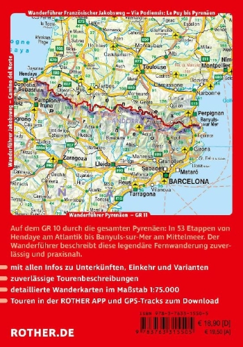 Buchcover und Innenansicht für das Buch: ROTHER Wanderführer Frankreich: Pyrenäen - GR¿10. 53 Etappen auf dem Fernwanderweg durch die Pyrenäen vom Atlantik bis ans Mittelmeer