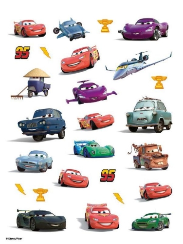 Buchcover und Innenansicht für das Buch: Disney Cars: Der große Glow-in-the-Dark-Stickerspaß: Stickern - Rätseln - Ausmalen