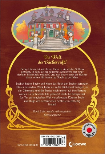 Buchcover und Innenansicht für das Buch: Das Bücherschloss (Band 2) - Der verzauberte Schlüssel