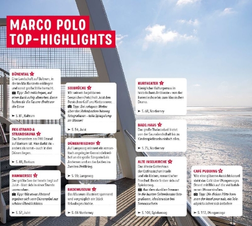 Buchcover und Innenansicht für das Buch: MARCO POLO Reiseführer Ostfriesische Inseln, Baltrum, Borkum, Juist, Langeoog, Norderney, Spiekeroog, Wangerooge