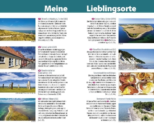 Buchcover und Innenansicht für das Buch: Reise Know-How InselTrip Falster und Lolland mit Marielyst und Møns Klint