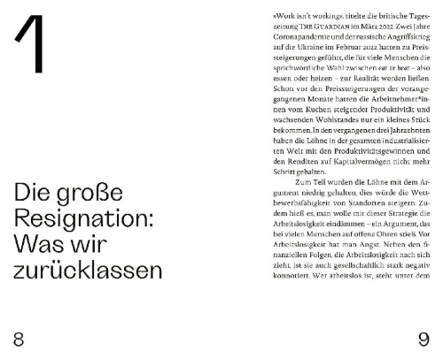Buchcover und Innenansicht für das Buch: Wofür wir arbeiten