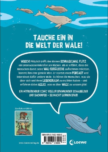 Buchcover und Innenansicht für das Buch: Superbrain-Comics - Die Geheimnisse der Wale