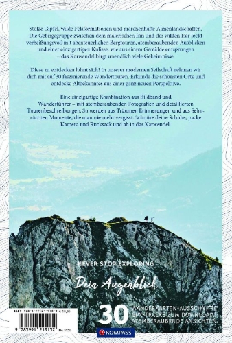 Buchcover und Innenansicht für das Buch: KOMPASS Dein Augenblick Karwendel