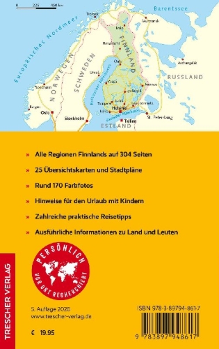 Buchcover und Innenansicht für das Buch: TRESCHER Reiseführer Finnland