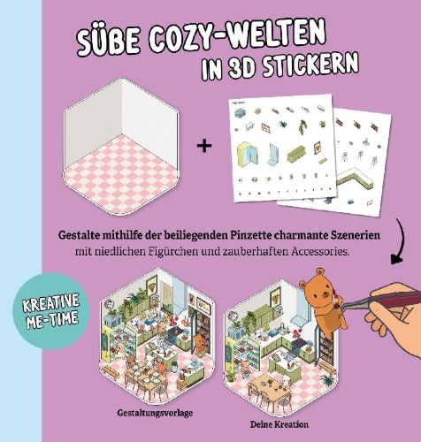 Buchcover und Innenansicht für das Buch: Mini-Sticker-Szenen - Cozy Mini-Japan I 3D-Sticker