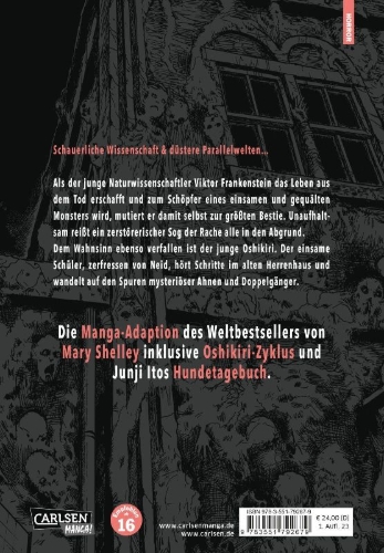Buchcover und Innenansicht für das Buch: Frankenstein