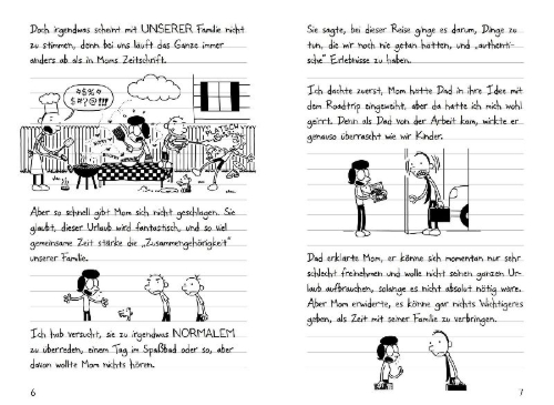 Buchcover und Innenansicht für das Buch: Diary of a Wimpy Kid - The Long Haul