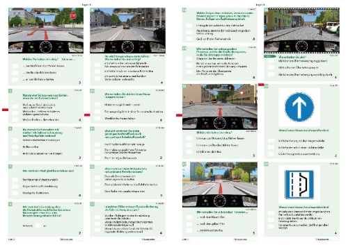 Buchcover und Innenansicht für das Buch: Führerschein Fragebogen Klasse A, A1, A2 - Motorrad Theorieprüfung original amtlicher Fragenkatalog auf 71 Bögen