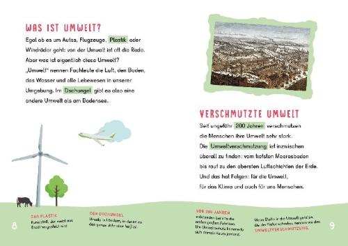 Buchcover und Innenansicht für das Buch: Dein Lesestart - Umwelt