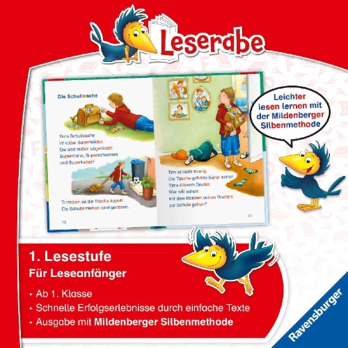 Buchcover und Innenansicht für das Buch: Leserabe Sonderausgaben - Spannende Schulabenteuer - Silbe für Silbe lesen lernen