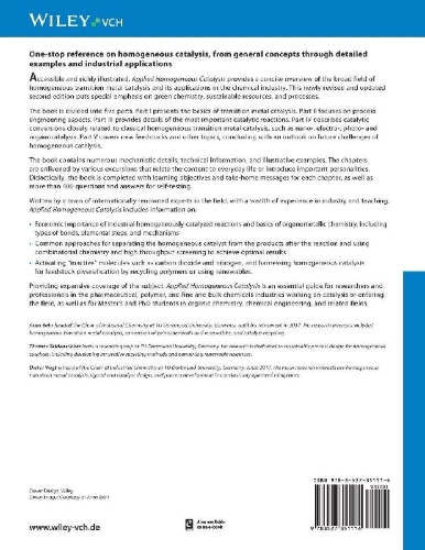 Buchcover und Innenansicht für das Buch: Applied Homogeneous Catalysis