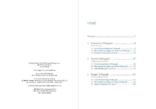 Buchcover und Innenansicht für das Buch: Pädagogische Ansätze in der Kita