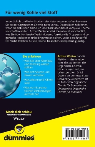 Buchcover und Innenansicht für das Buch: Organische Chemie kompakt für Dummies