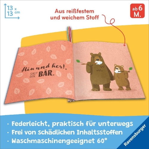 Buchcover und Innenansicht für das Buch: Mein Knuddel-Knautsch-Buch: robust, waschbar und federleicht. Praktisch für zu Hause und unterwegs