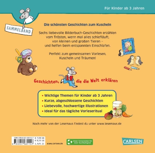 Buchcover und Innenansicht für das Buch: LESEMAUS Sonderbände: Die schönsten Geschichten zum Kuscheln