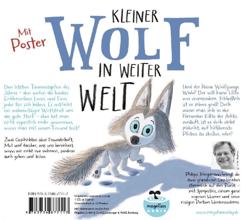 Buchcover und Innenansicht für das Buch: Die Streithörnchen / Kleiner Wolf in weiter Welt (Audio-CD)