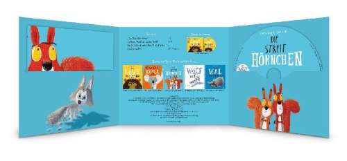 Buchcover und Innenansicht für das Buch: Die Streithörnchen / Kleiner Wolf in weiter Welt (Audio-CD)
