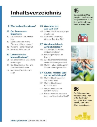 Buchcover und Innenansicht für das Buch: Mieten oder kaufen?