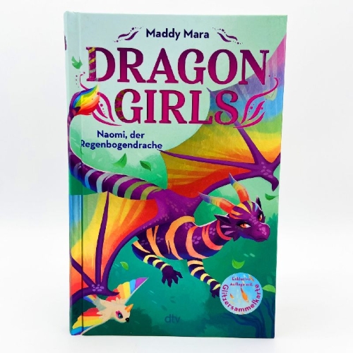 Buchcover und Innenansicht für das Buch: Dragon Girls - Naomi, der Regenbogendrache