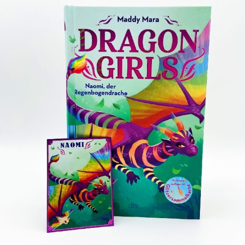 Buchcover und Innenansicht für das Buch: Dragon Girls - Naomi, der Regenbogendrache
