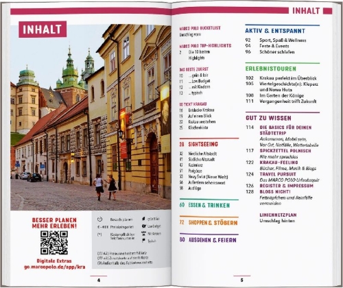 Buchcover und Innenansicht für das Buch: MARCO POLO Reiseführer Krakau