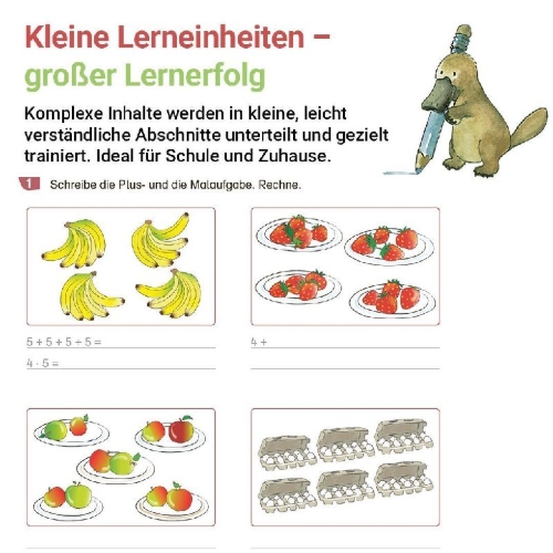 Buchcover und Innenansicht für das Buch: Rechnen mit Rico Schnabel Klasse 2, Heft 2 - Selbstständig das Multiplizieren und Dividieren trainieren