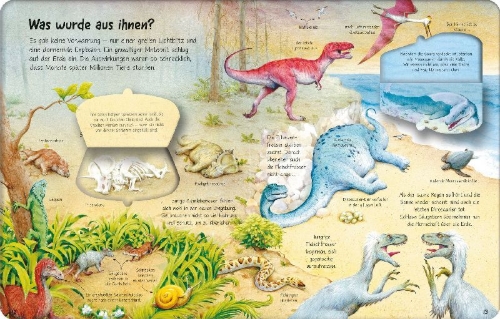 Buchcover und Innenansicht für das Buch: Ich weiß mehr! Die Welt der Dinosaurier