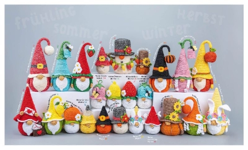 Buchcover und Innenansicht für das Buch: Amigurumi Gnomes
