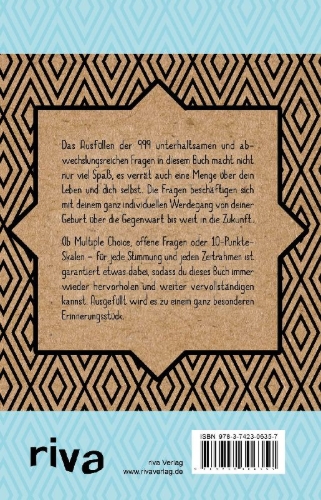 Buchcover und Innenansicht für das Buch: 999 Fragen an mich