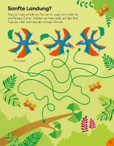 Buchcover und Innenansicht für das Buch: Mein Alles-drin-Mitmachbuch: Dinosaurier