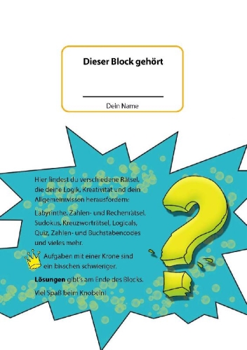 Buchcover und Innenansicht für das Buch: Rätselblock ab 12 Jahre, Band 1
