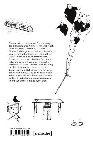 Buchcover und Innenansicht für das Buch: Star Gazing - Strategien der medialen Inszenierung bei Alfred Hitchcock und Gilbert & George