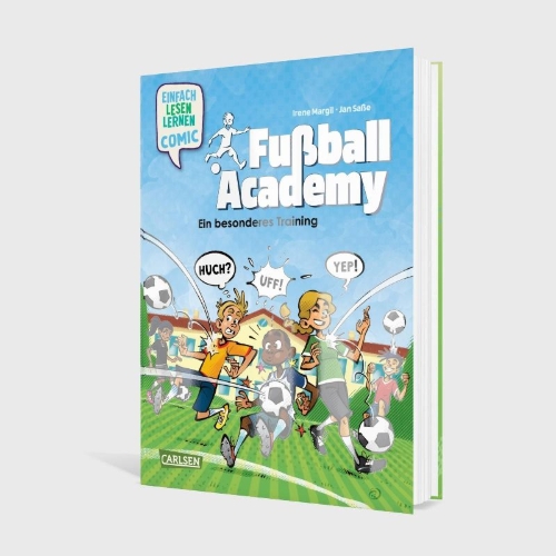 Buchcover und Innenansicht für das Buch: Erstleser Kindercomic: Fußball Academy: Ein besonderes Training