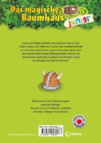 Buchcover und Innenansicht für das Buch: Das magische Baumhaus junior 15 - Abenteuer bei den Wikingern