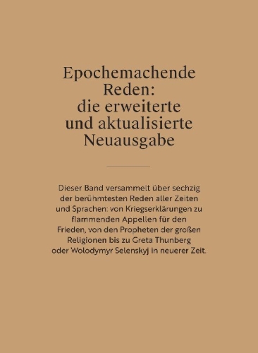 Buchcover und Innenansicht für das Buch: Reden, die unsere Welt veränderten
