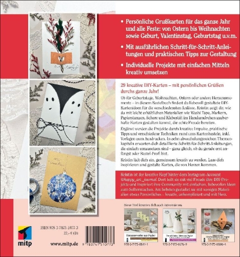 Buchcover und Innenansicht für das Buch: Grußkarten basteln