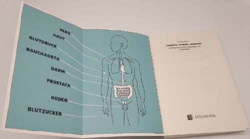 Buchcover und Innenansicht für das Buch: Porsche, Pommes, Prostata - Gesundheitsvorsorge für den unverwundbaren Mann (und alle anderen)