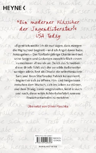 Buchcover und Innenansicht für das Buch: The Perks of Being a Wallflower