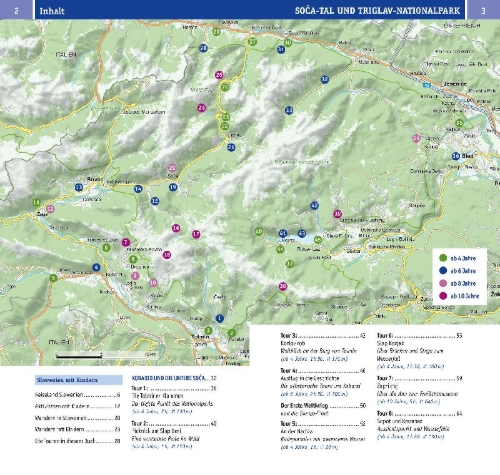 Buchcover und Innenansicht für das Buch: Naturzeit mit Kindern: Soca und Triglav Nationalpark