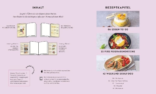 Buchcover und Innenansicht für das Buch: Kitchen for One