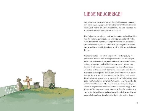 Buchcover und Innenansicht für das Buch: Wie tief ist ein Grab? Alles über Sterben, Tod und Abschiednehmen