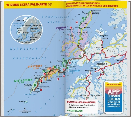 Buchcover und Innenansicht für das Buch: MARCO POLO Reiseführer Lofoten & Vesterålen