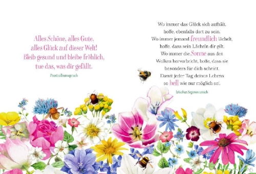 Buchcover und Innenansicht für das Buch: Ich wünsch dir Gesundheit, Glück und Frohsinn