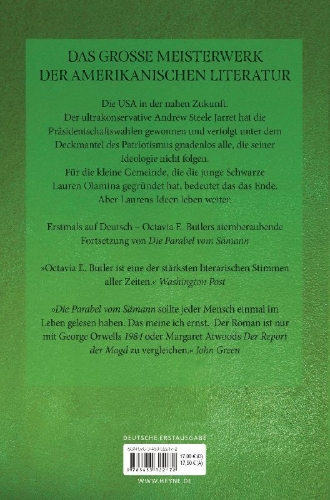 Buchcover und Innenansicht für das Buch: Parable of the Talents