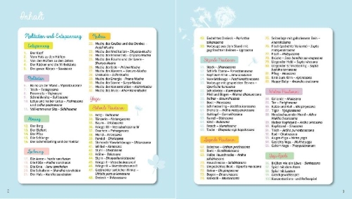 Buchcover und Innenansicht für das Buch: 100 acitivités yoga