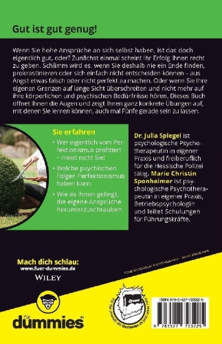 Buchcover und Innenansicht für das Buch: Sich von Perfektionismus befreien für Dummies